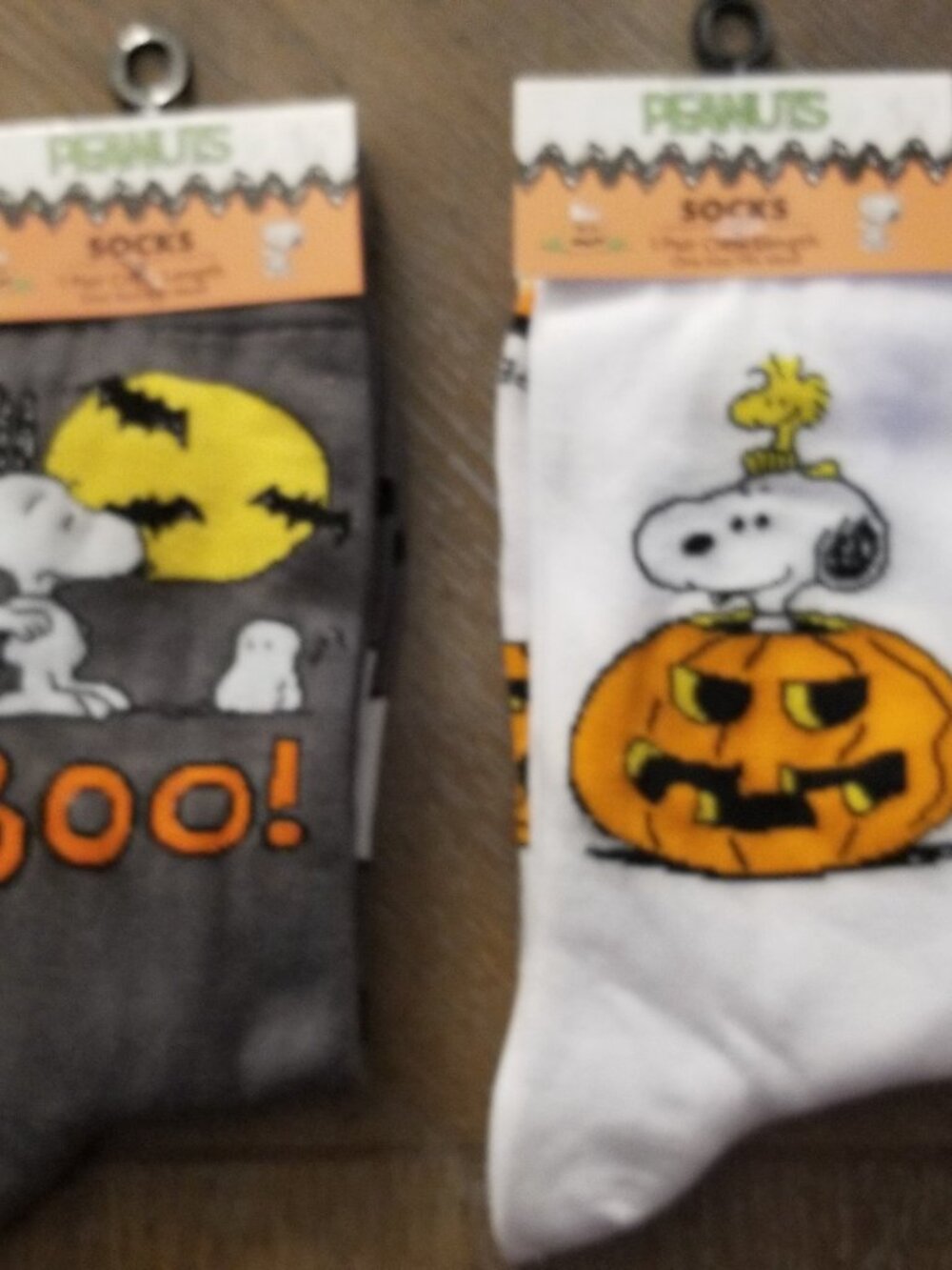Peanuts Snoopy Halloween Ghost & Jack-o'-lantern Novelty Crew Socks Bundle
